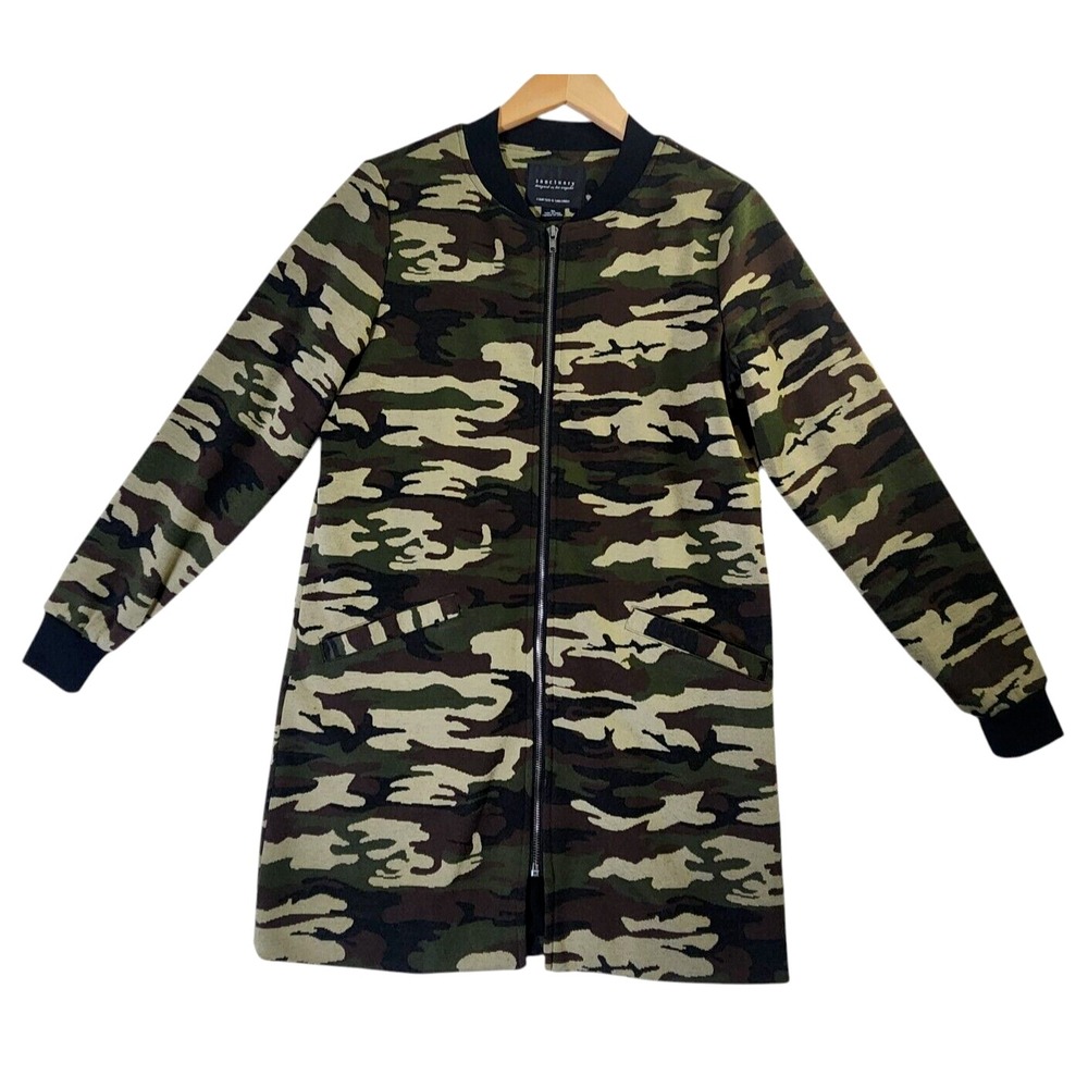 Sanctuary Camo City Topper Zip Front Jacket Women's XS Long Sleeve Green